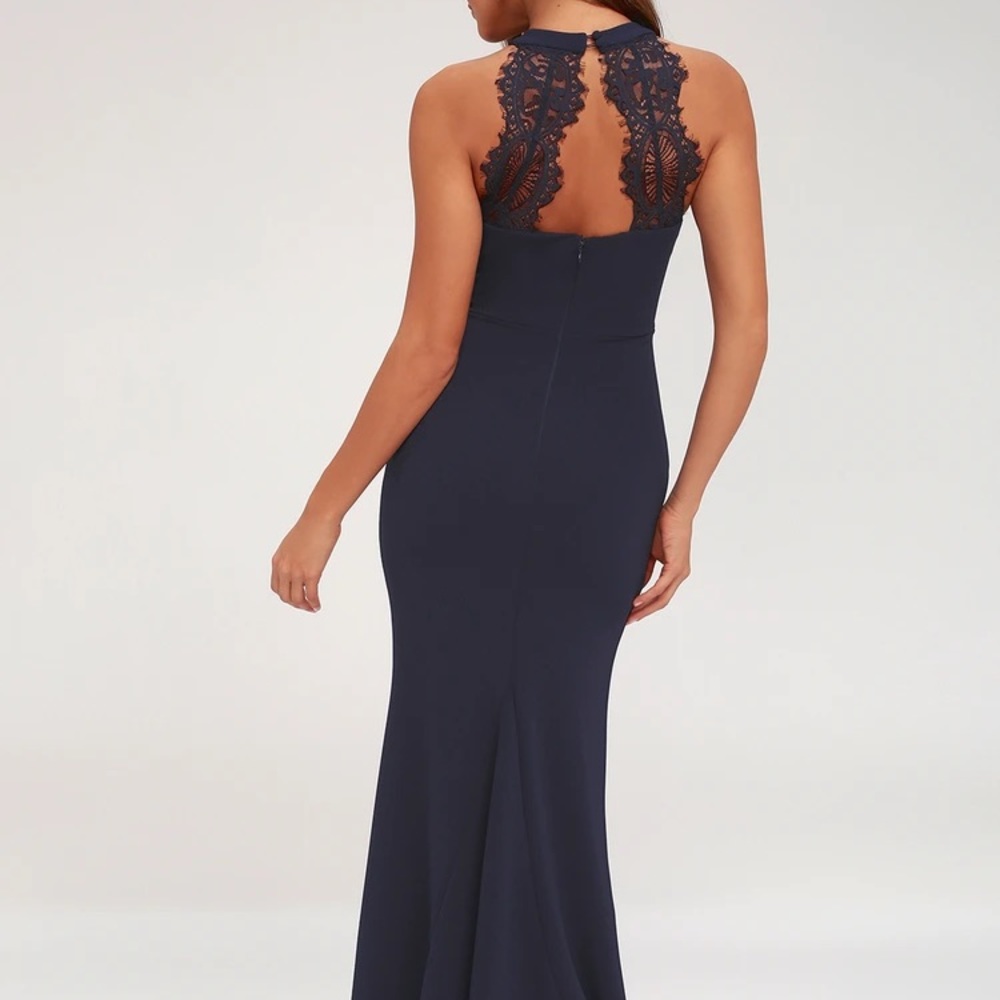 Lulus Navy Blue Lace Halter Maxi Dress
